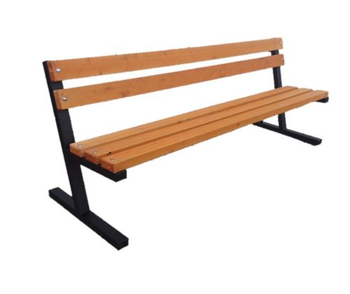 Gartenbank mit Metallbeinen auf weißem Hintergrund