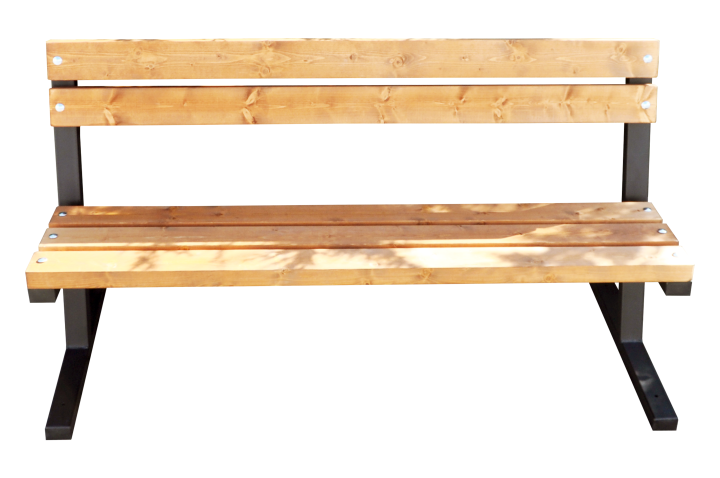 Gartenbank mit Metallbeinen auf weißem Hintergrund