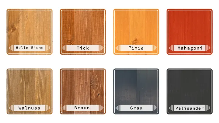 Palette der Holzfarben in verschiedenen Farben