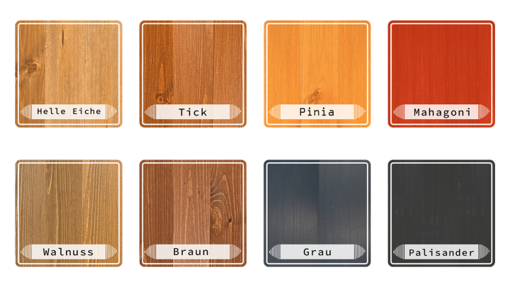 Palette der Holzfarben in verschiedenen Farben