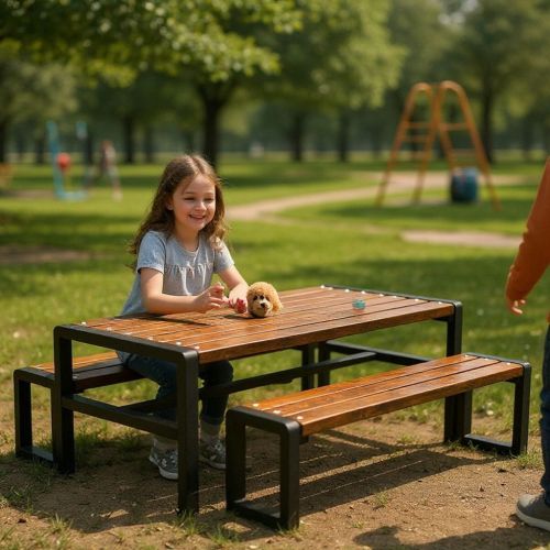 Drewniano stalowy zestaw mebli ogrodowych Elka Mini 175 cm (5).jpg