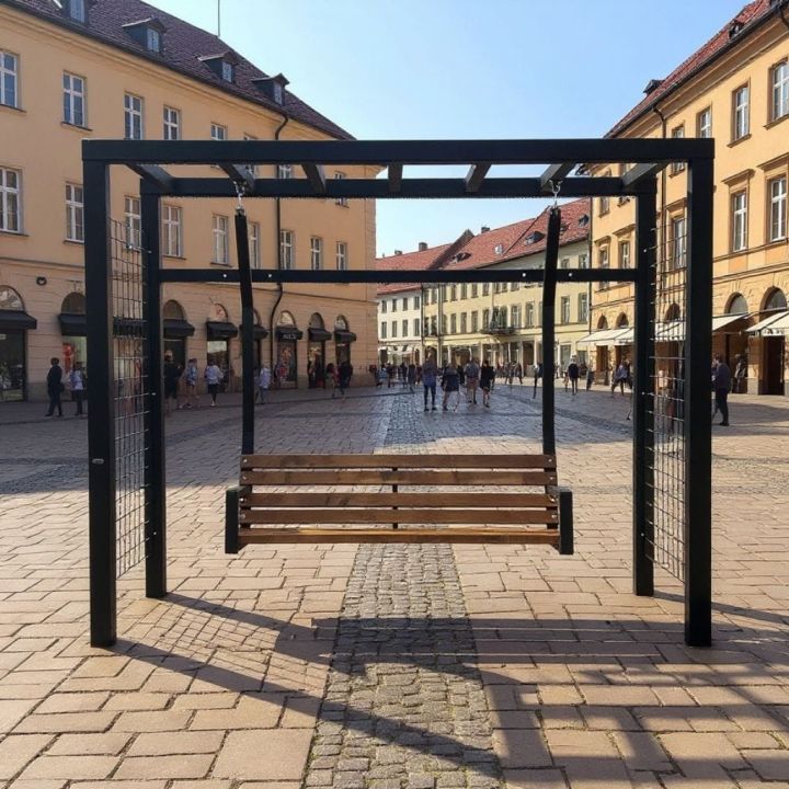 Drewniano stalowa huśtawka miejska.jpg