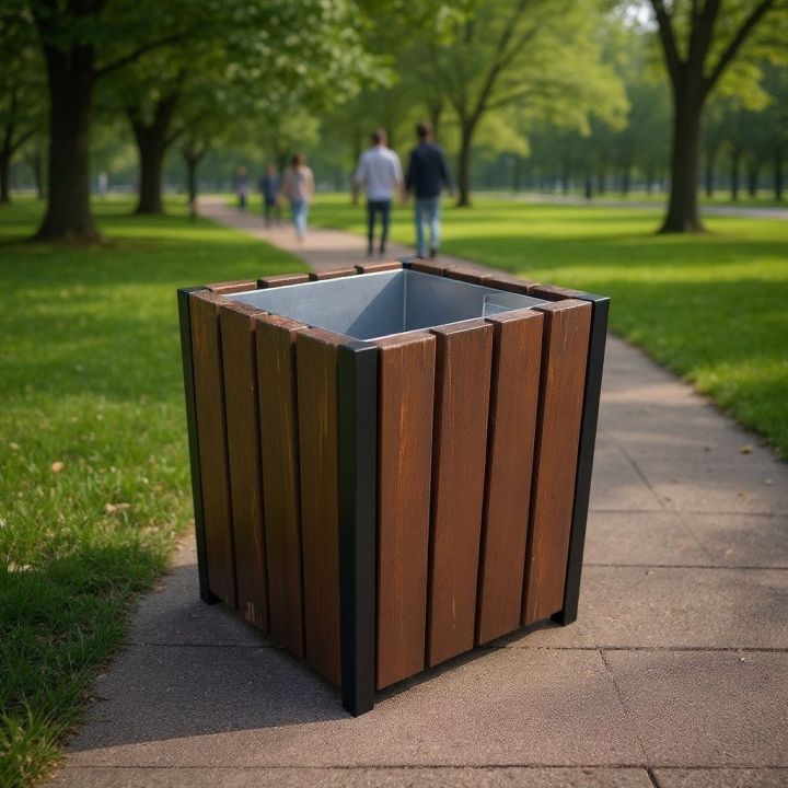 Kosz miejski parkowy na śmieci kwadratowy.jpg