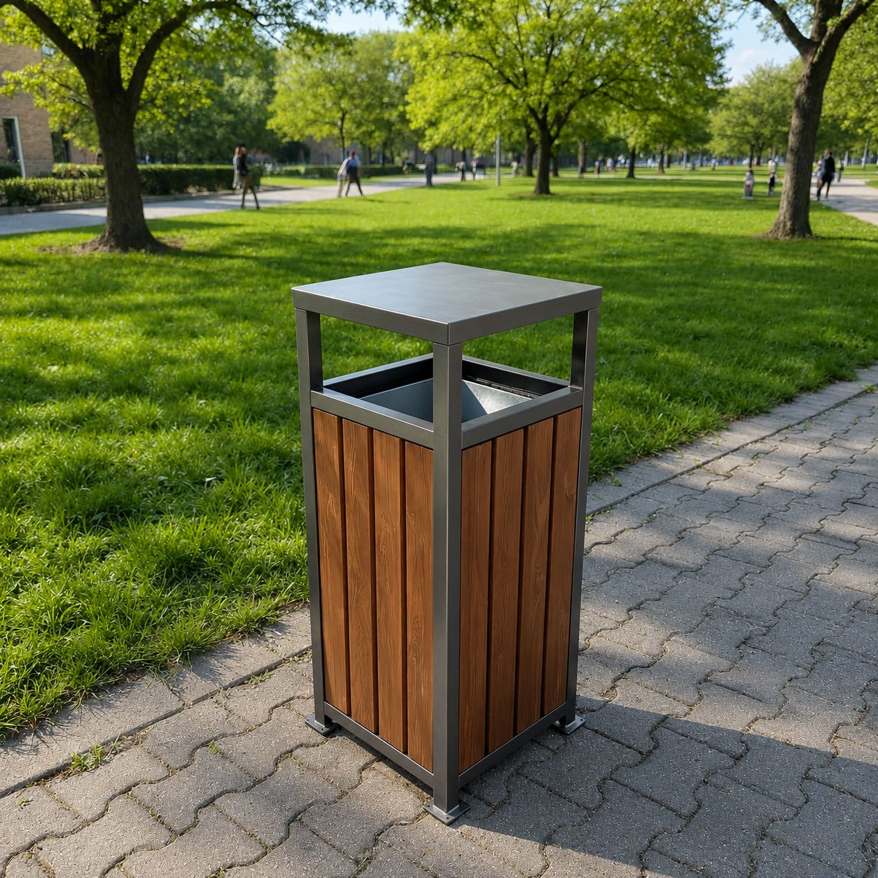 Primario Parkabfalleimer aus Edelstahl 65 l