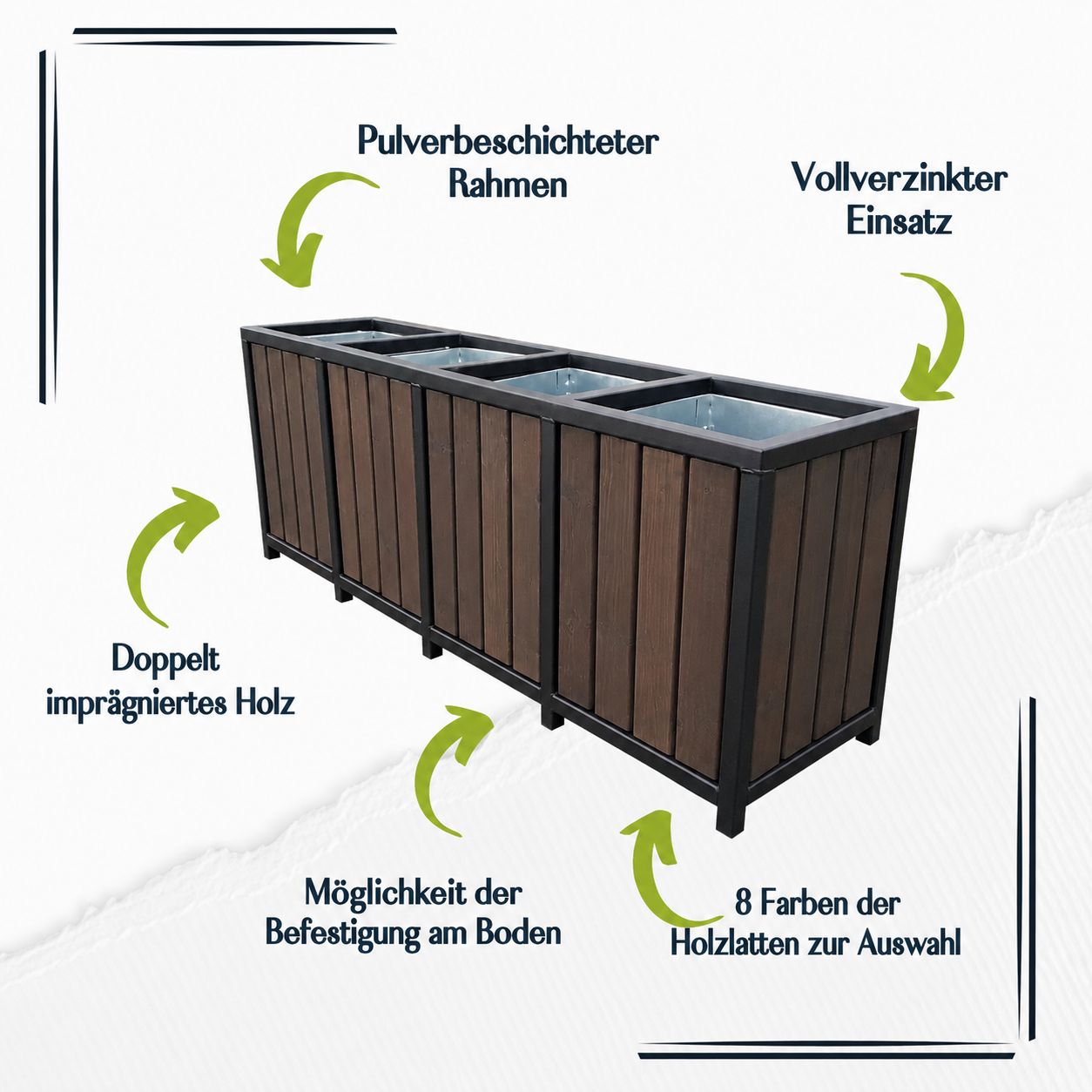 Abfalleimer mit 4 Kammern