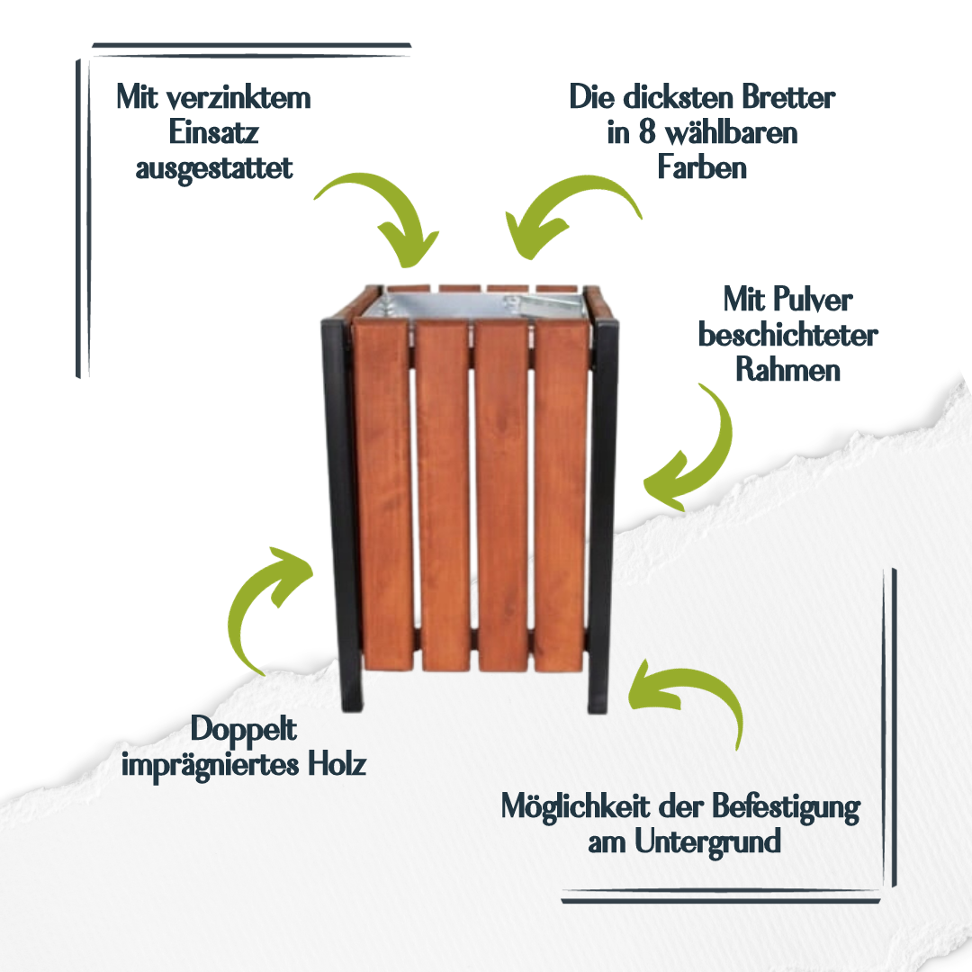 Städtischer Park-Abfalleimer quadratisch